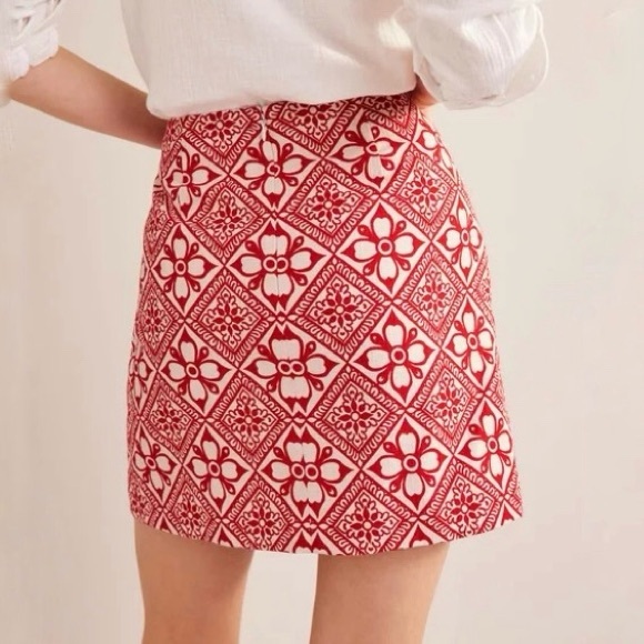 Boden Textured A-Line Mini in Poinsettia, Block Pome - Picture 2 of 12